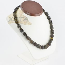 Adults amber necklace polished green nuggets